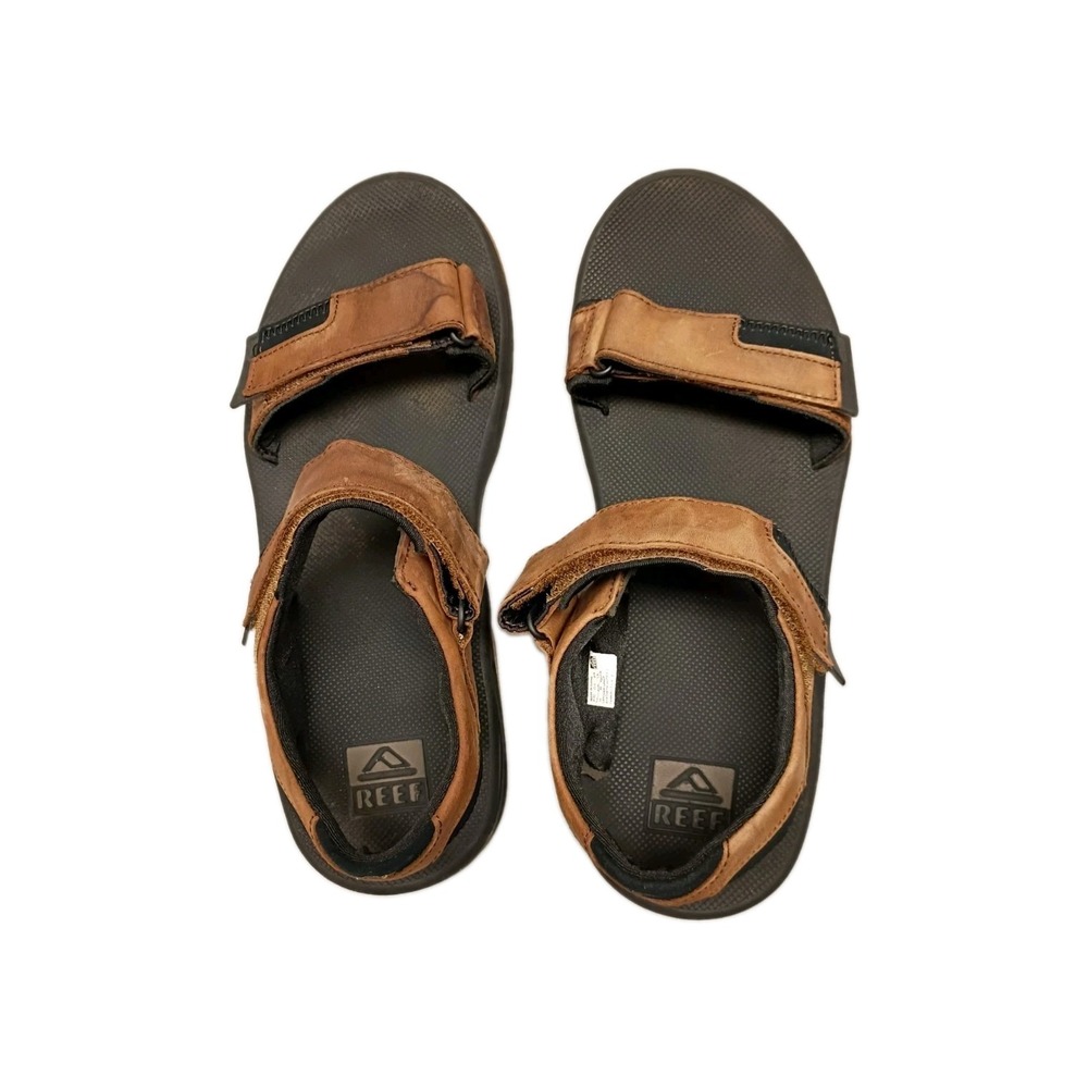 Reef Fanning Baja LE Brown Leather Bottle Opener Sandals Mens Size 12 US